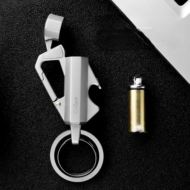 CHIF Three-in-one Multifunctional Keychain Lighter Creative Outdoor Portable Kerosene Lighter Bottle Opener Pendant Men\'s Tool