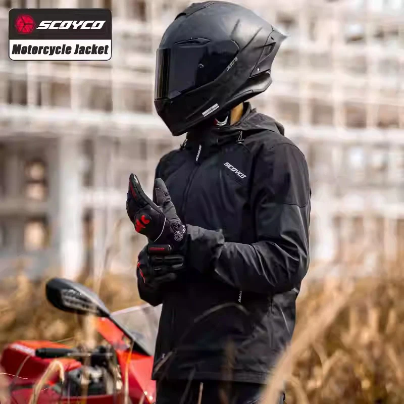 SCOYCO Motorcycle Jacket Pants Autumn Winter Waterproof Windproof Motocross Riding Jacket Men Women CE Anti-fall Motorbike Coats