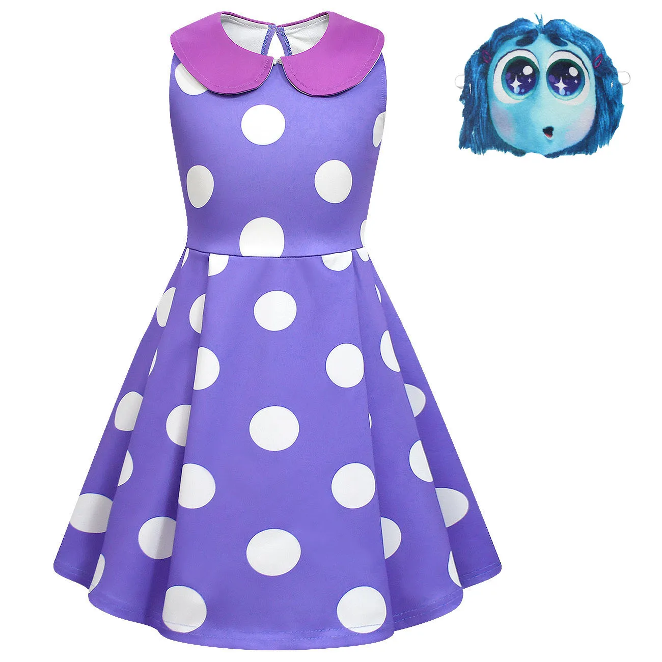 Movie Inside Out Girls Dress Joy Envy Cosplay Costume for Kids Toddler Girls Sleeveless Dress Wig Suits Halloween Party Vestido