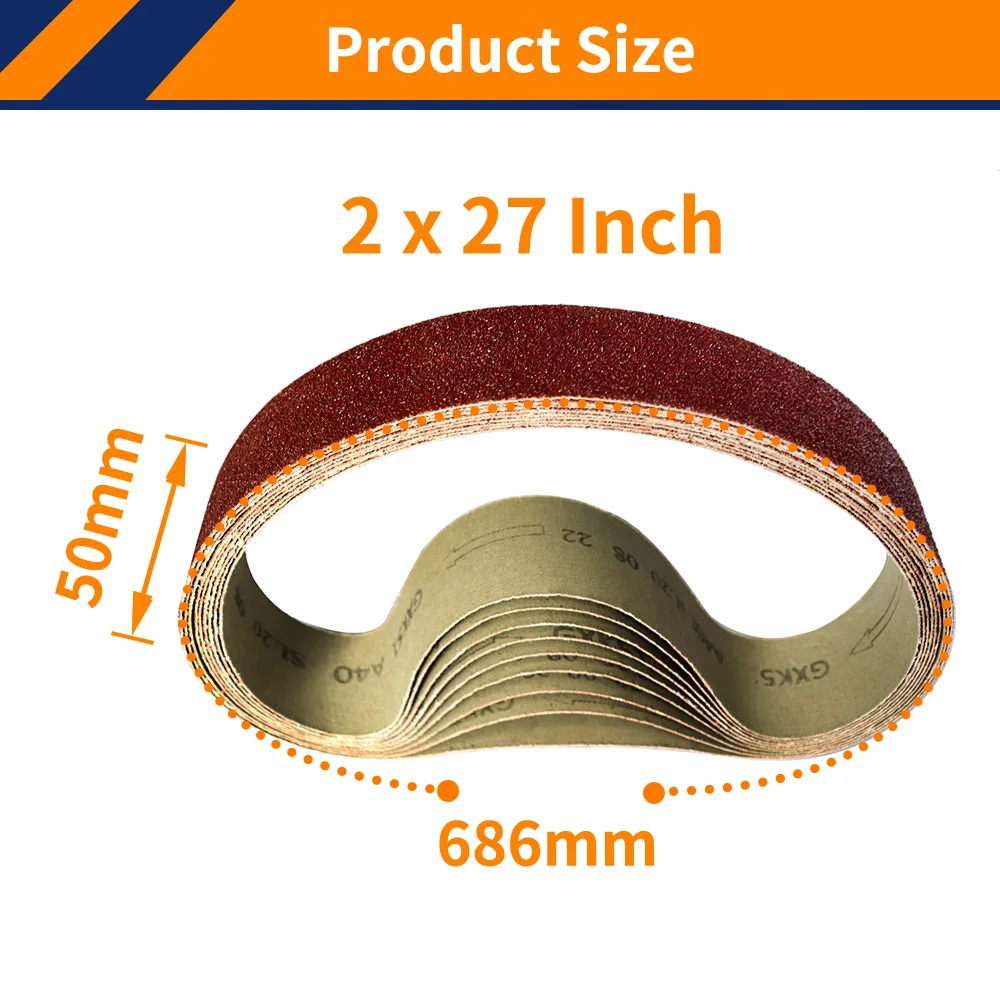 10 Pcs 686*50MM Sanding Belts 40-1000Grits Sandpaper Abrasive Bands for Sander Power Rotary Tools Accessories