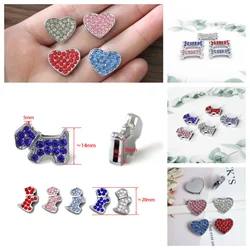 30PCS/lot hole 8MM Heart Slide Charms dog bone diy charm Fit For 8mm Leather Wristband Bracelet Keychains making