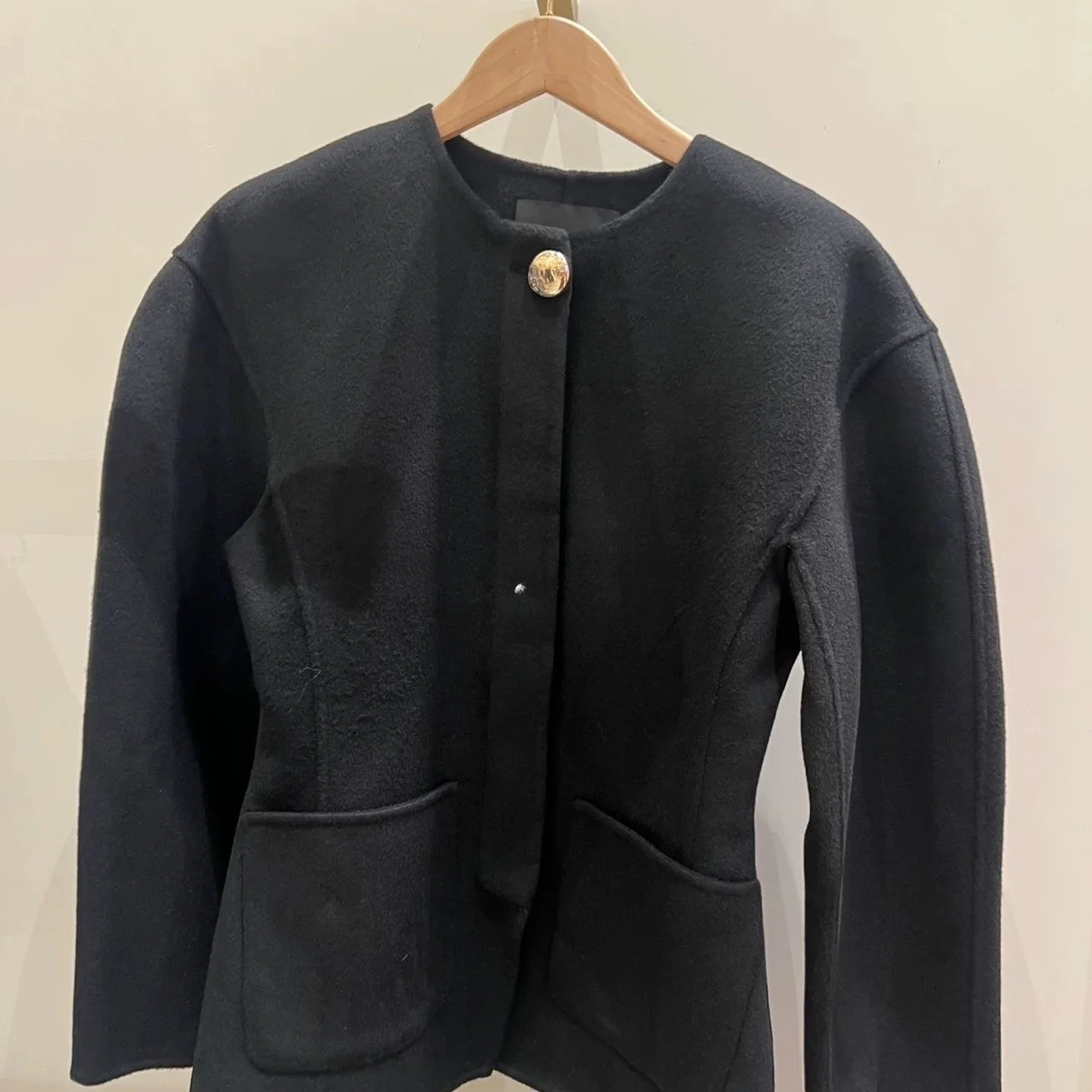 Fashionable Double-Sided Woolen Coat round Neck Waist-Cinching Outerwear Elegant French Style Youthful Long Sleeve Short Coat