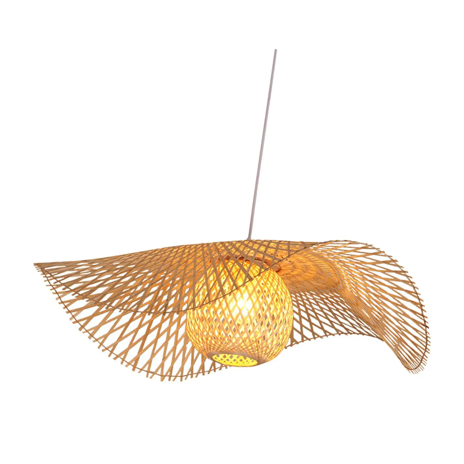 Hand Woven Bamboo Pendant Light Wicker Rattan Decorative Lampshade Light Fixture for Bar