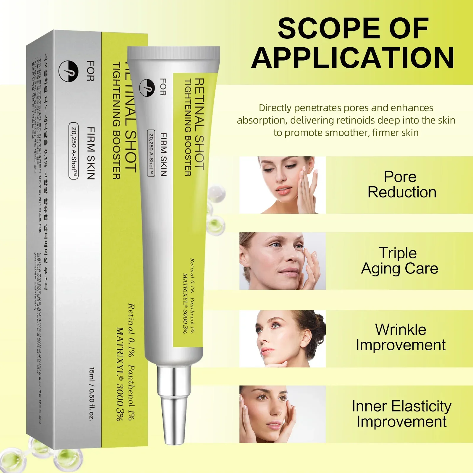 مصل شبكي احترافي 15 مل - 0.1% نانو ريتينال + ماتريكسيل ®   3000% يشد البشرة ويقلل التجاعيد ويقلل المسام.