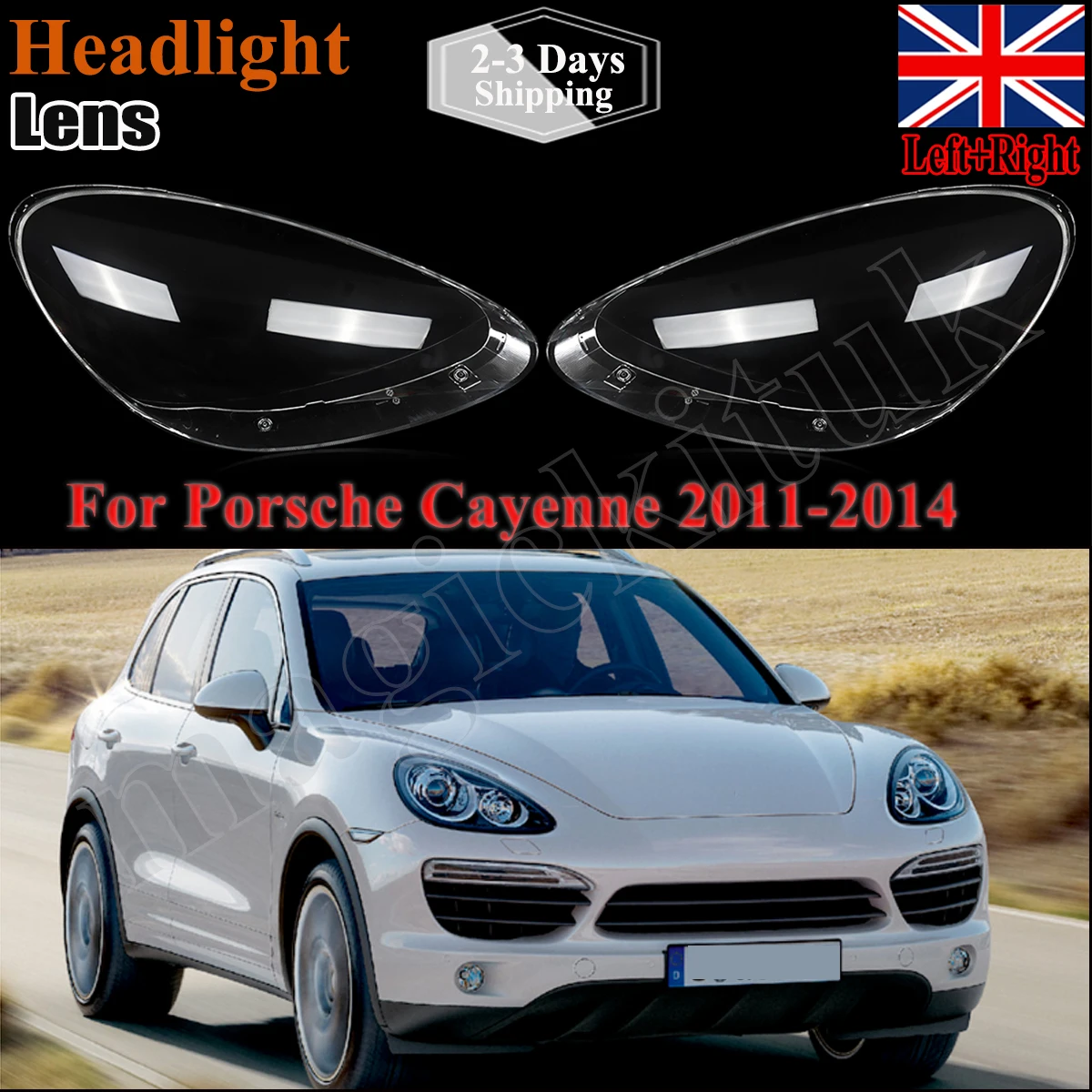 For 2011-2014 Porsche Cayenne GTS/Diesel Platinum Headlamp Lens Cover Left+Right