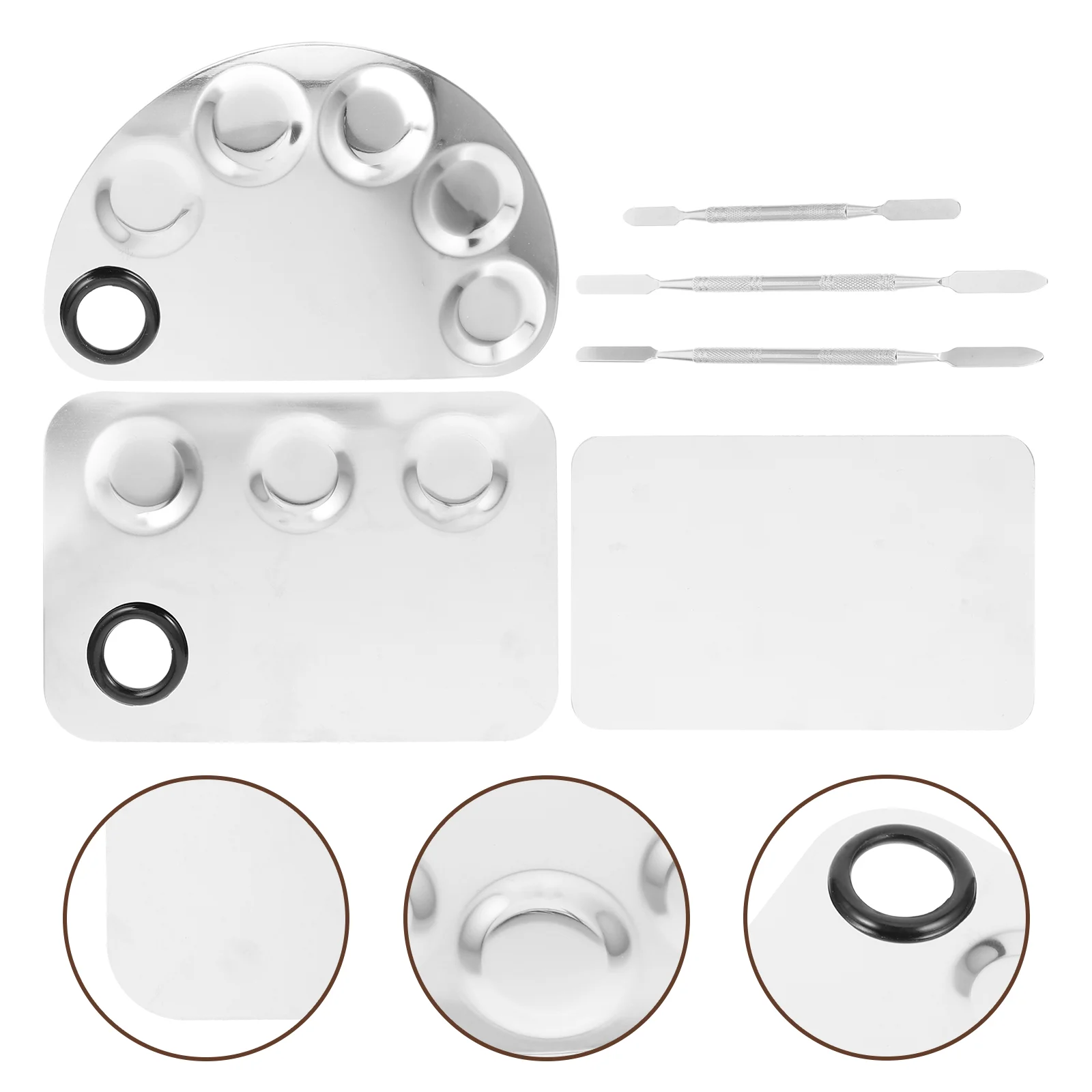 

3 Sets Nail Palette Professional Makeup Tools Palettes Polish Mixing Plate Stainless Steel