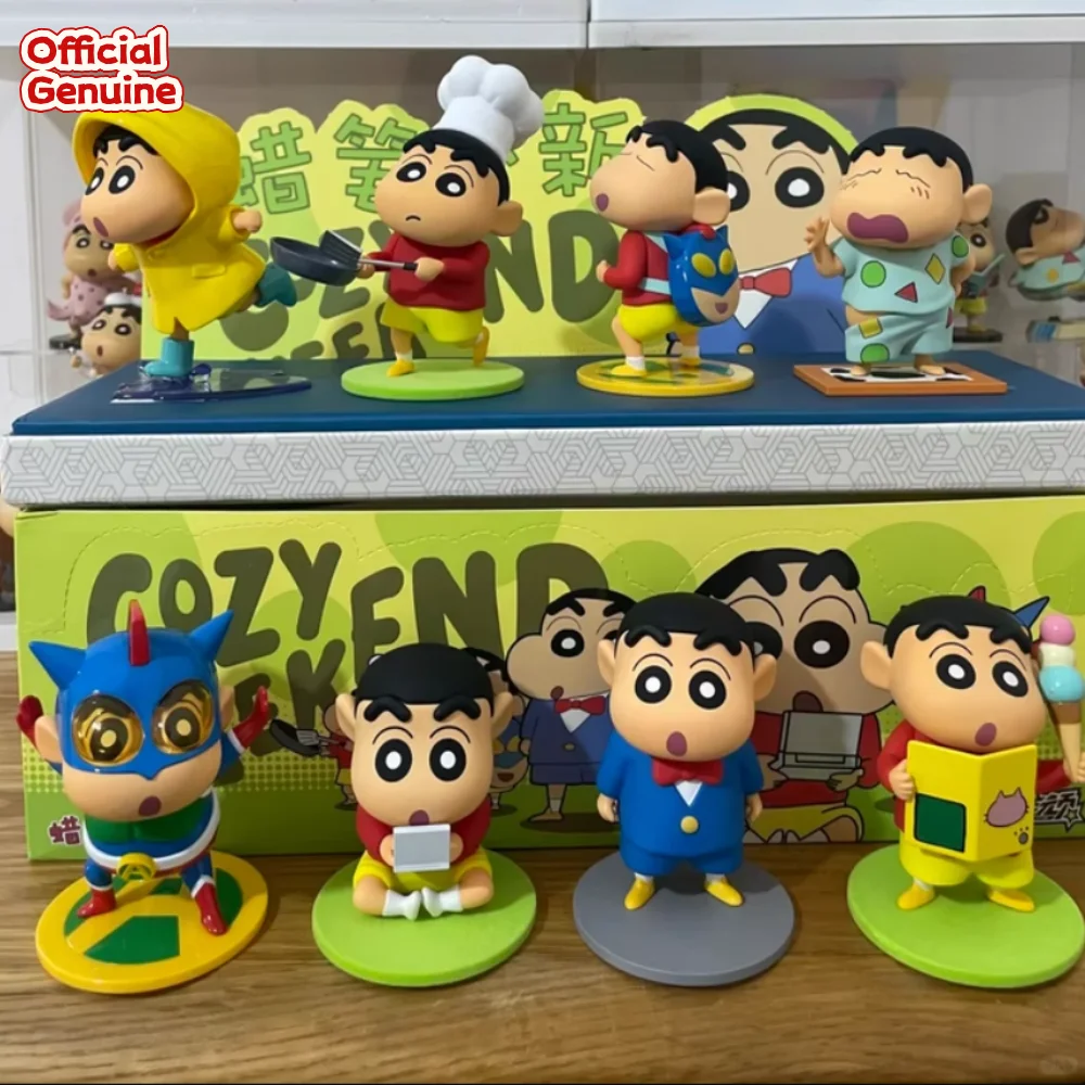

100% Genuine Crayon Shin-chan Cozy Weekend Series Blind Box Action Figure Kawaii Shin-chan Surprise Box Desktop Decor Toys Gift