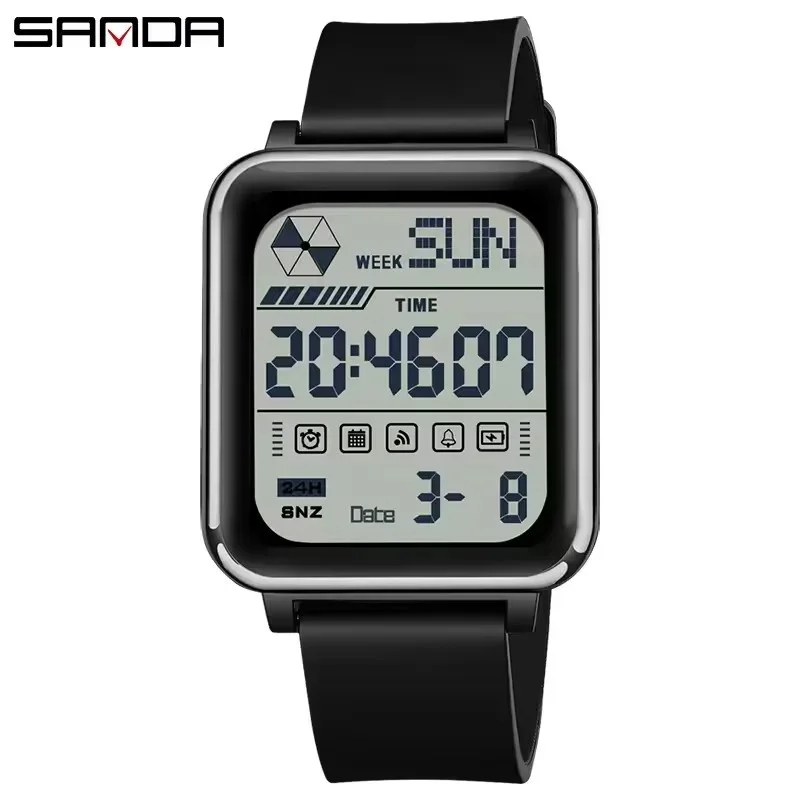 SANDA 6159 Stopwatch LED Jam Elektronik Pria Tahan Air Jam Tangan Digital Hadiah Jam Tangan Olahraga Tentara Militer Pria Merek Teratas Mewah