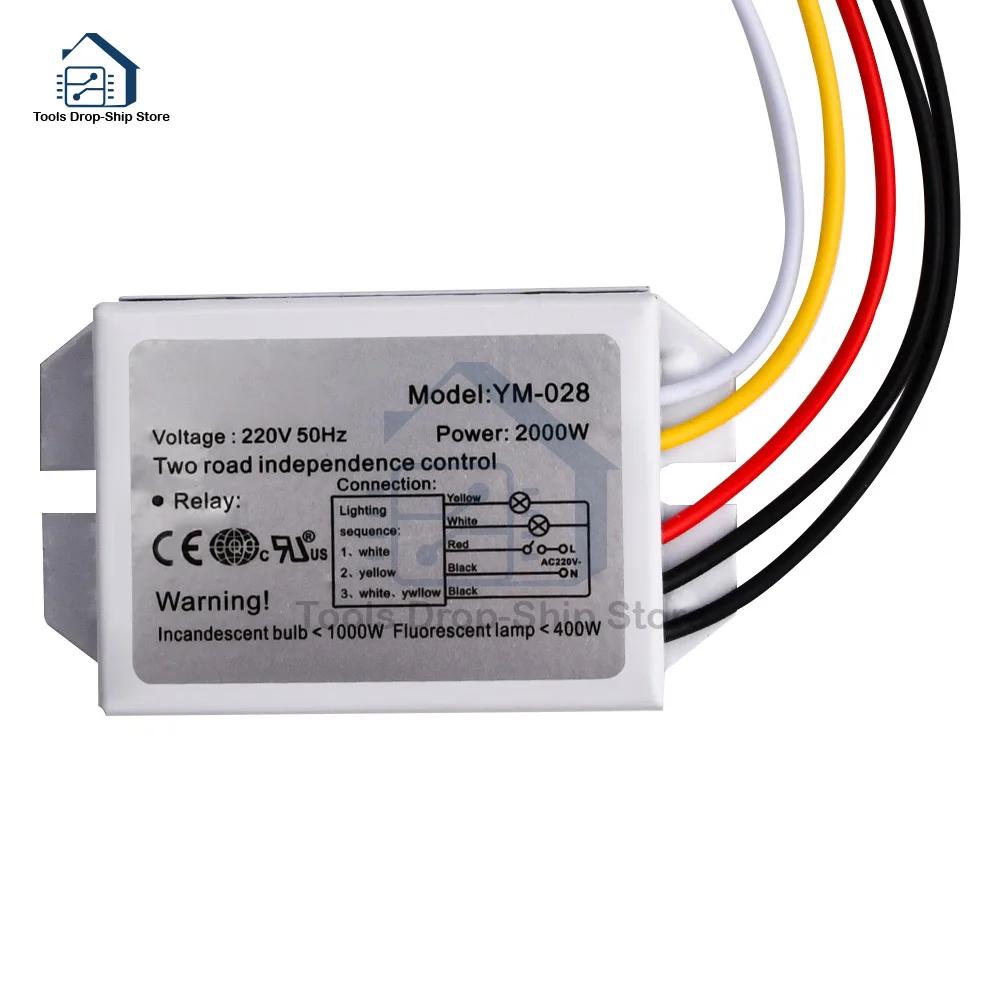 220V 2-Way 3-Section Lighting Control Switch Digital Subsection 1000W Energy-saving Lighting Accessories High Quality