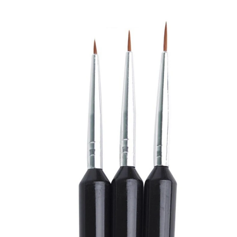 

3 pcs Nail Art Brushes Set Fine Liner Striping Brush for Strokes Details Painting Blending Elongated Lines for Nail Art