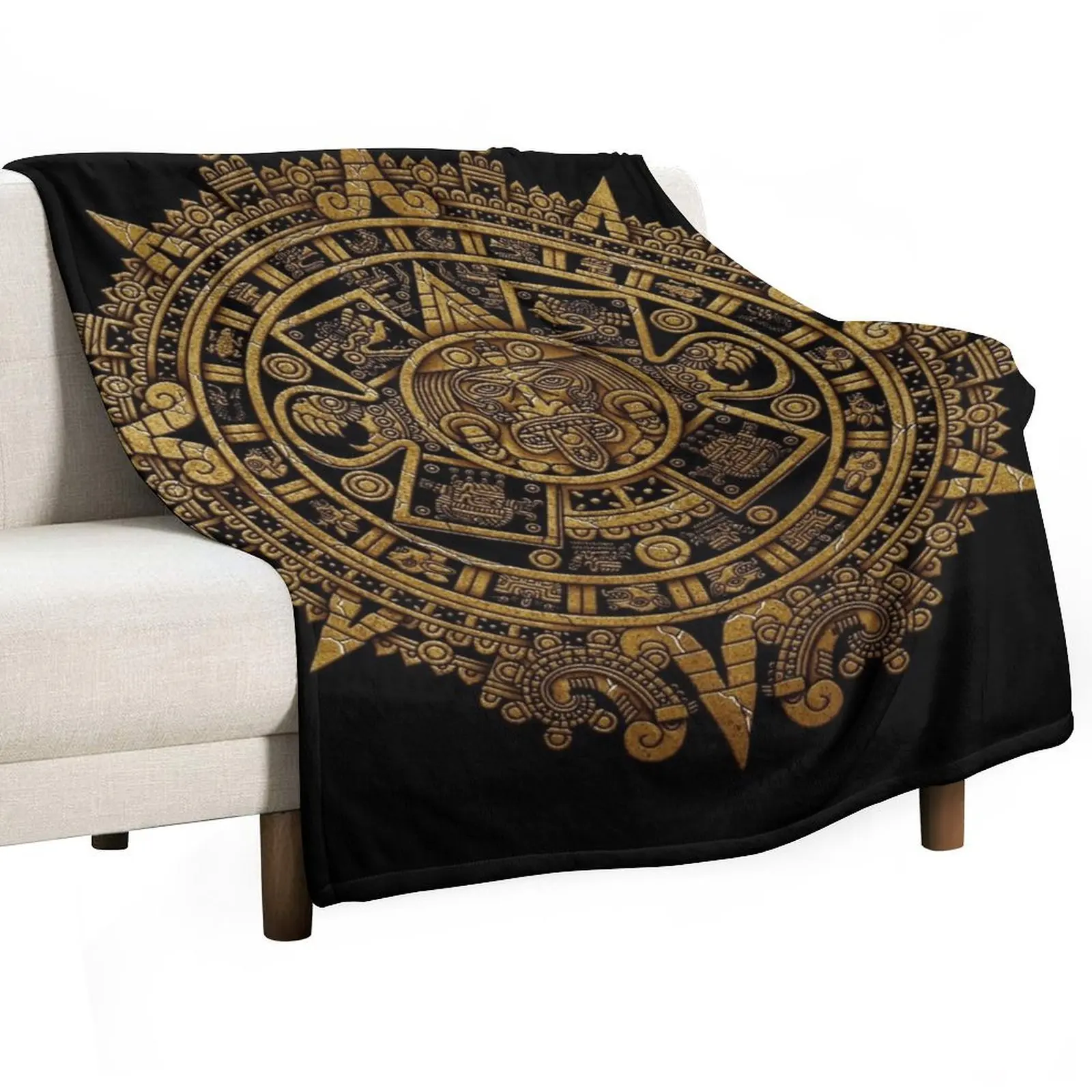 

aztec calendar 3 Throw Blanket Blankets For Baby Flannel Fabric decorative Retros Blankets