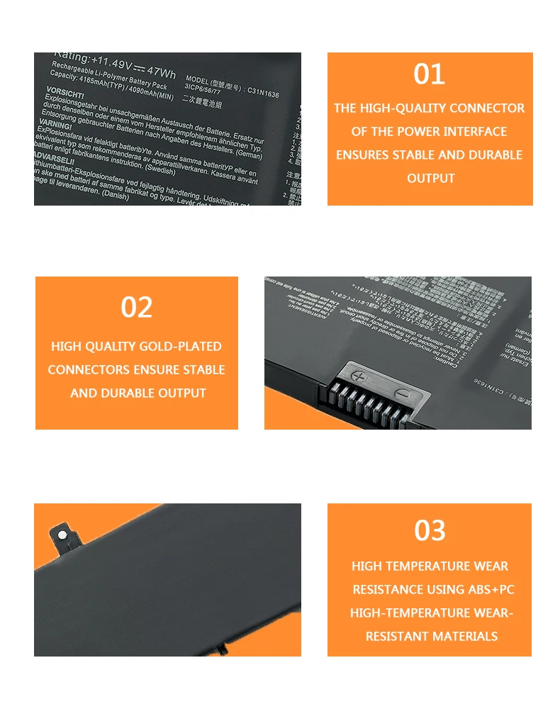 C31N1636 Laptop Battery For Asus N580VN X580GD N580GD X580VD N580VD X580VN NX580VD7300 NX580VD7700