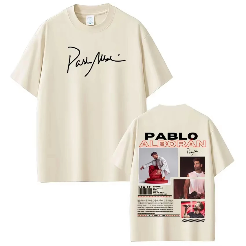 Pablo Alborán KMO 2026 World Tour Print T-Shirt, Unisex High-Quality Retro Loose Hip Hop Casual Short Sleeve T-shirt