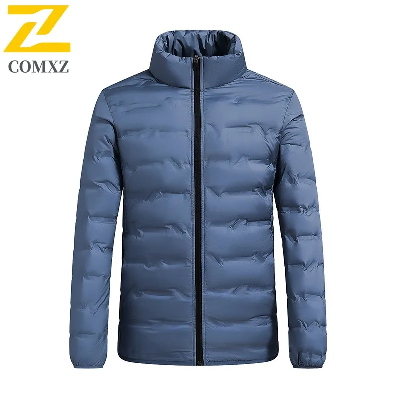 COMXZ Winter Jacket Graphene Heating Thickened Windproof Stand Collar Travel Padding Coat Street Warm Puffer Jacket Men Clothing