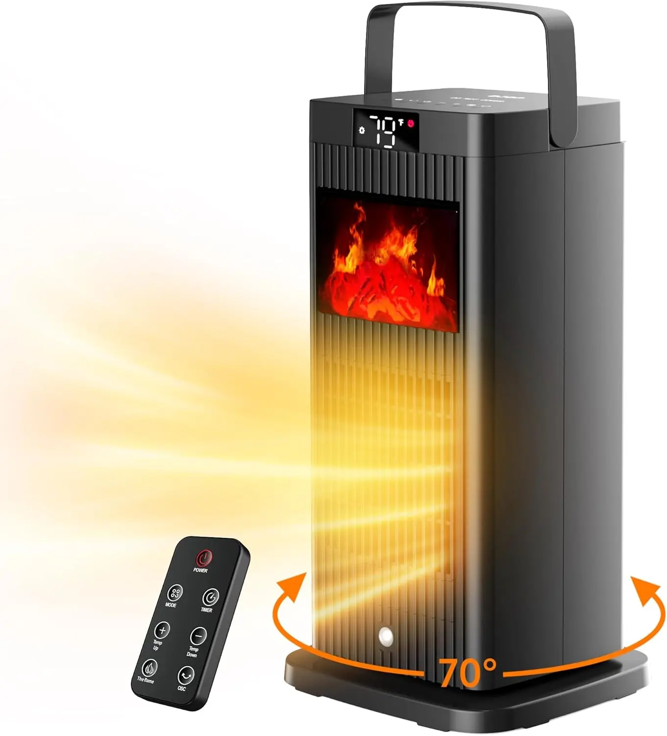 

2025 New Space Heater, ETL & UL Portable Space Heaters with Fireplace Flame Effect 1500W Oscillating Electric PTC Ceramic