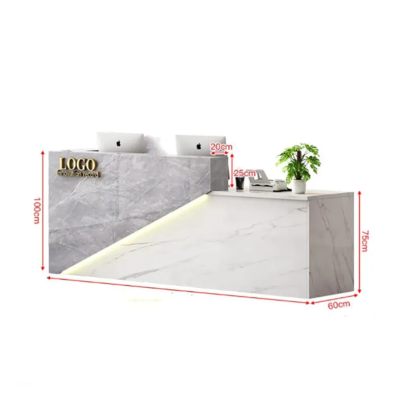 Trendy Nordic Reception Desk Salon Aesthetic Beauty Reception Desk Modern Vintage Office Display Bancone Commercial Furniture