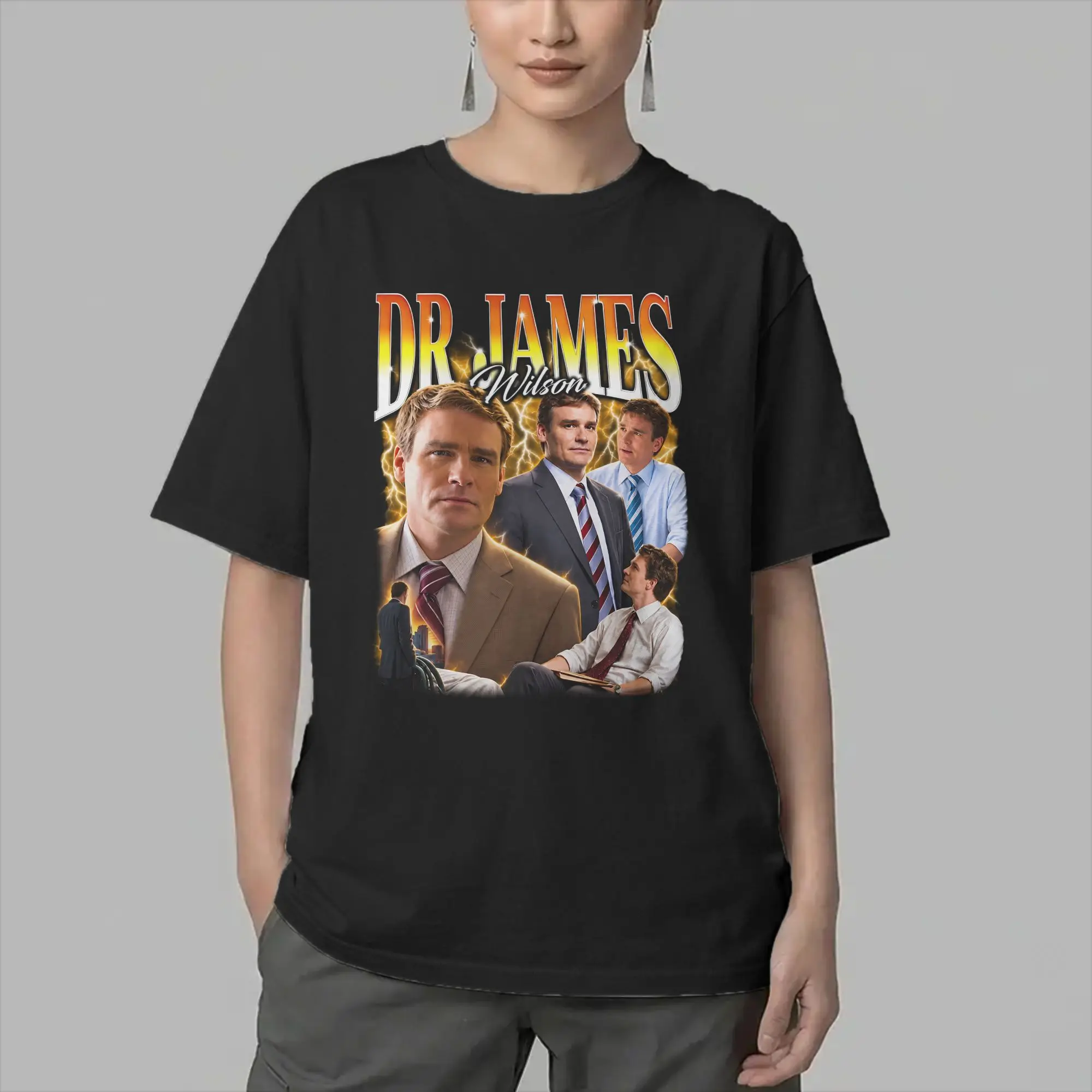 James Wilson House MD Men's T Shirts  Fashion Tees Short Sleeve Round Neck T-Shirts 100% Cotton Plus Size Clothing