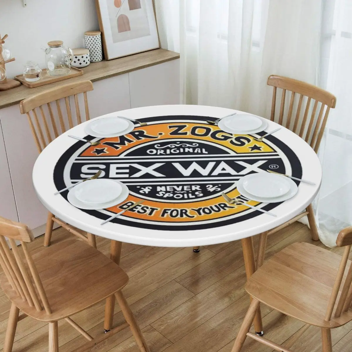 Mr Zogs Sex Wax Waterproof Round Tablecloth Oilproof Table Cloth for Kitchen Events Dining Table Cover