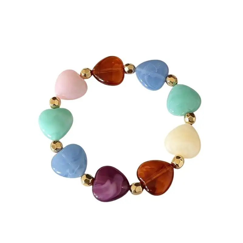 Boho Bunte Herz-Perlen Stretch-Armreifen Neue Harz-Herz-Perlen-Armbänder 2026 Trendiger Schmuck – Detail 6
