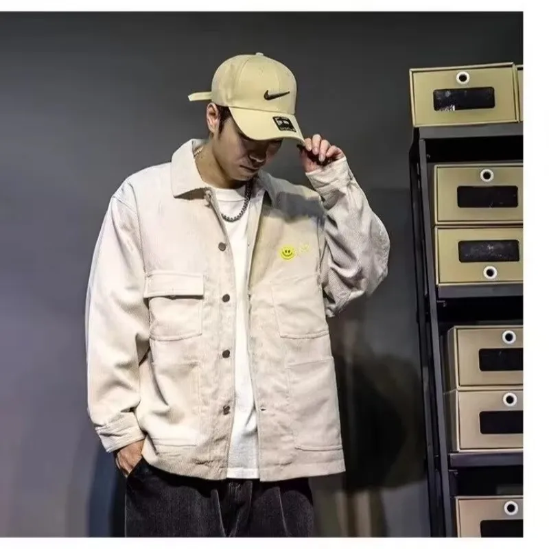 

Мужская осенне-зимняя новое поступление, модная тяжелая потертая рабочая куртка в стиле ретро с принтом тай-дай в американском вельвете премиум-класса