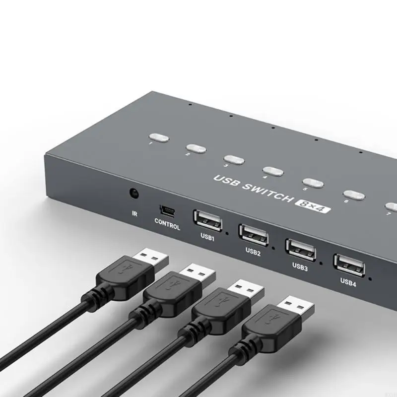 8 Port USB2.0 Manual Switcher Selectors KVM Switching Adapter 8 in 4 Out PC Sharing USB Devices for Printer Keyboards 