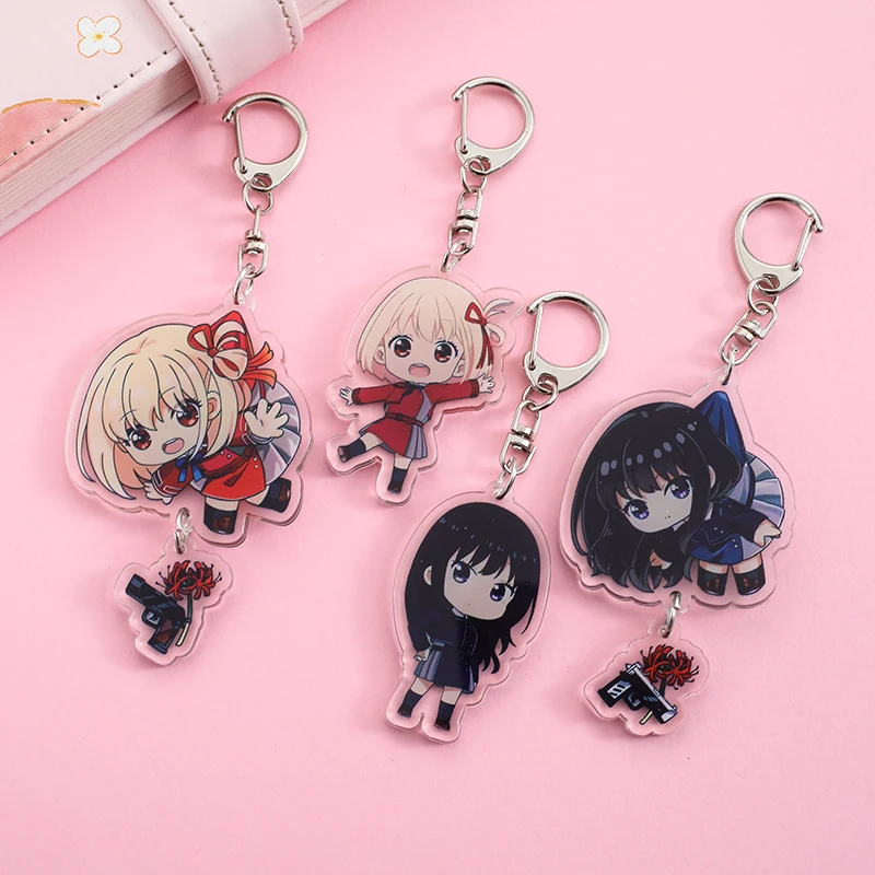 Lycoris Recoil  Acrylic Keychain Cartoon Character Ornament Key Bag Pendant Clothing Accessories