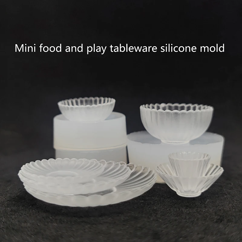 Miniatures Dish Bowl Model Mold Dollhouse Silicone Tableware Mold Mini dish/bowl mold Dolls House Kitchen Toys Accessories