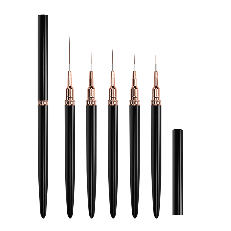 

Набор кистей для дизайна ногтей, наборы кистей для ультрафиолетового геля для ногтей, полосатая линия, рисование, цветочная ручка, профессиональный маникюрный инструмент, 5 шт.