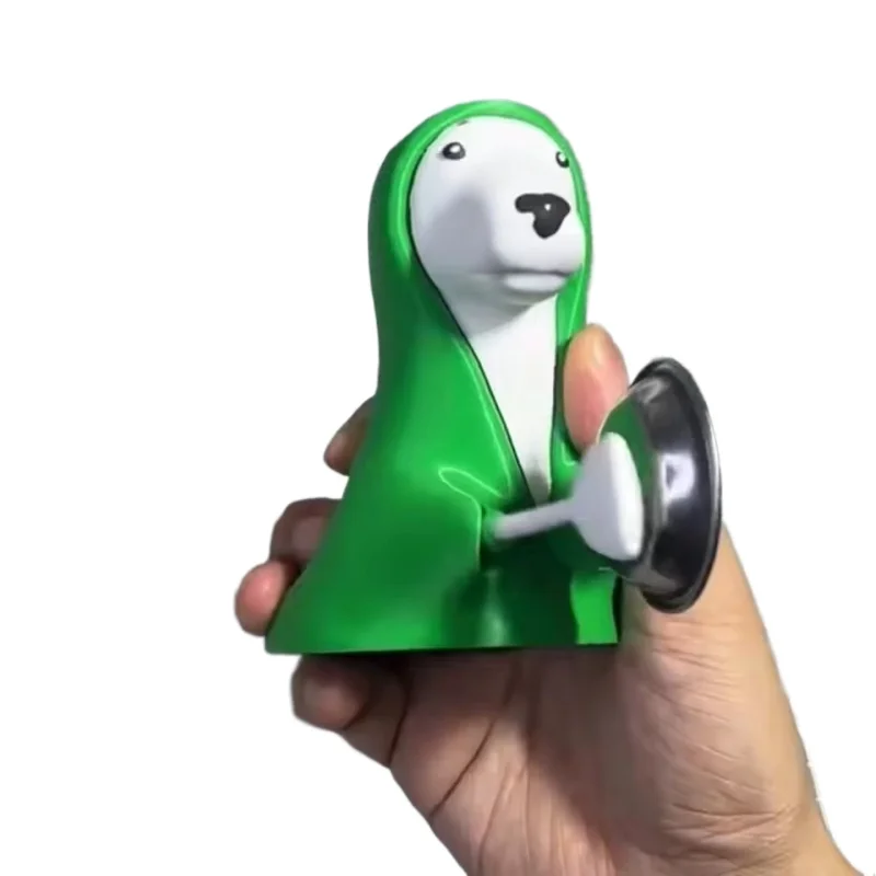 

Green Dog Knock Bowl Bell Ornament Creative Funny Prank Desktop Decor Home Desk Ornament