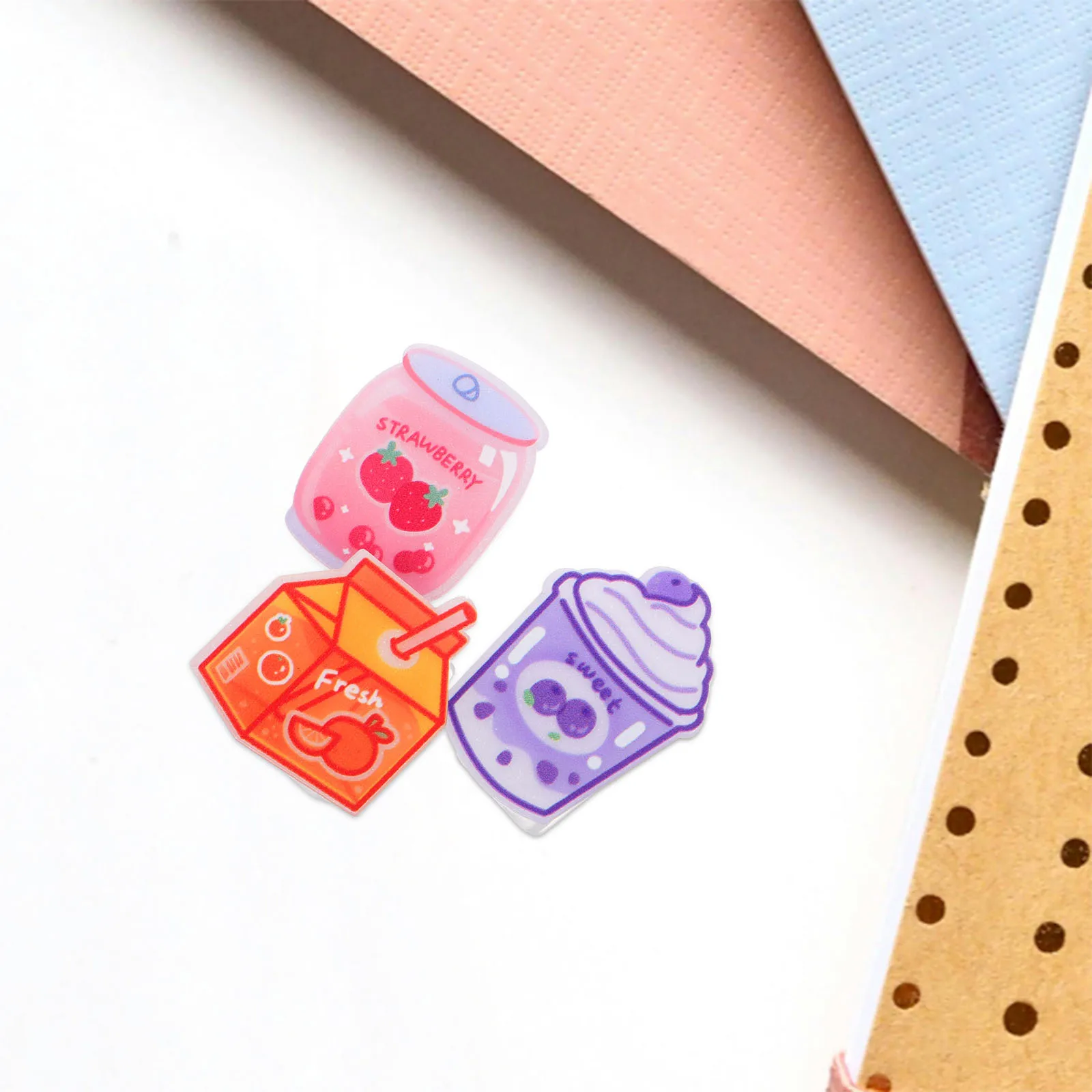 15 قطعة من مشابك الرسوم المتحركة الإبداعية، مشابك ملف أكريليك رائعة للوازم المكتبية، مشابك ورق صغيرة، أساسيات المكتب، ختم لطيف #4