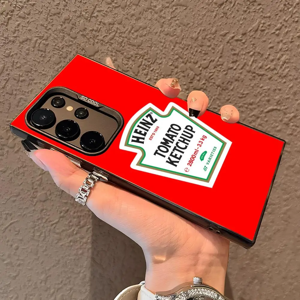 Heinz Tomato K-Ketchup Handyhülle für Samsung Galaxy S25 Edge S24 S23 S22 S21 S20 Ultra Funda Silikon Silber Cover