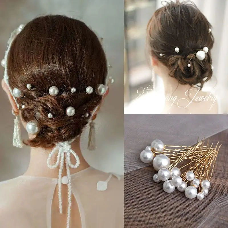 U-shaped Pin Metal Hairpin Simulation Pearl Hairpin Bridal Headdress Costume Modelling Hairs Styling Tools Hair Accessories Gift