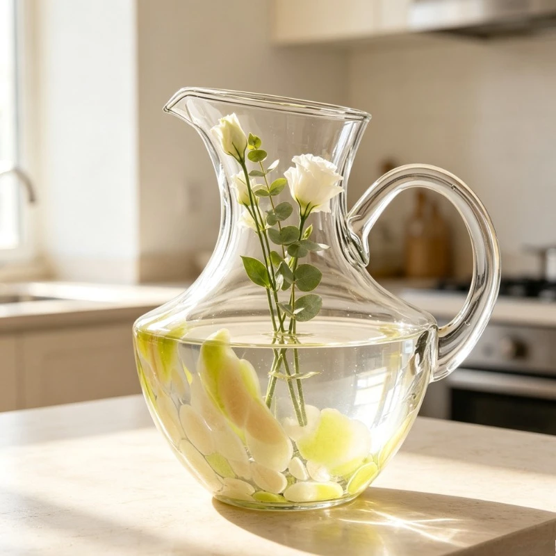 Simple and creative green bubble single-ear pot glass vase ornament living room flower arrangement hydroponic flowers