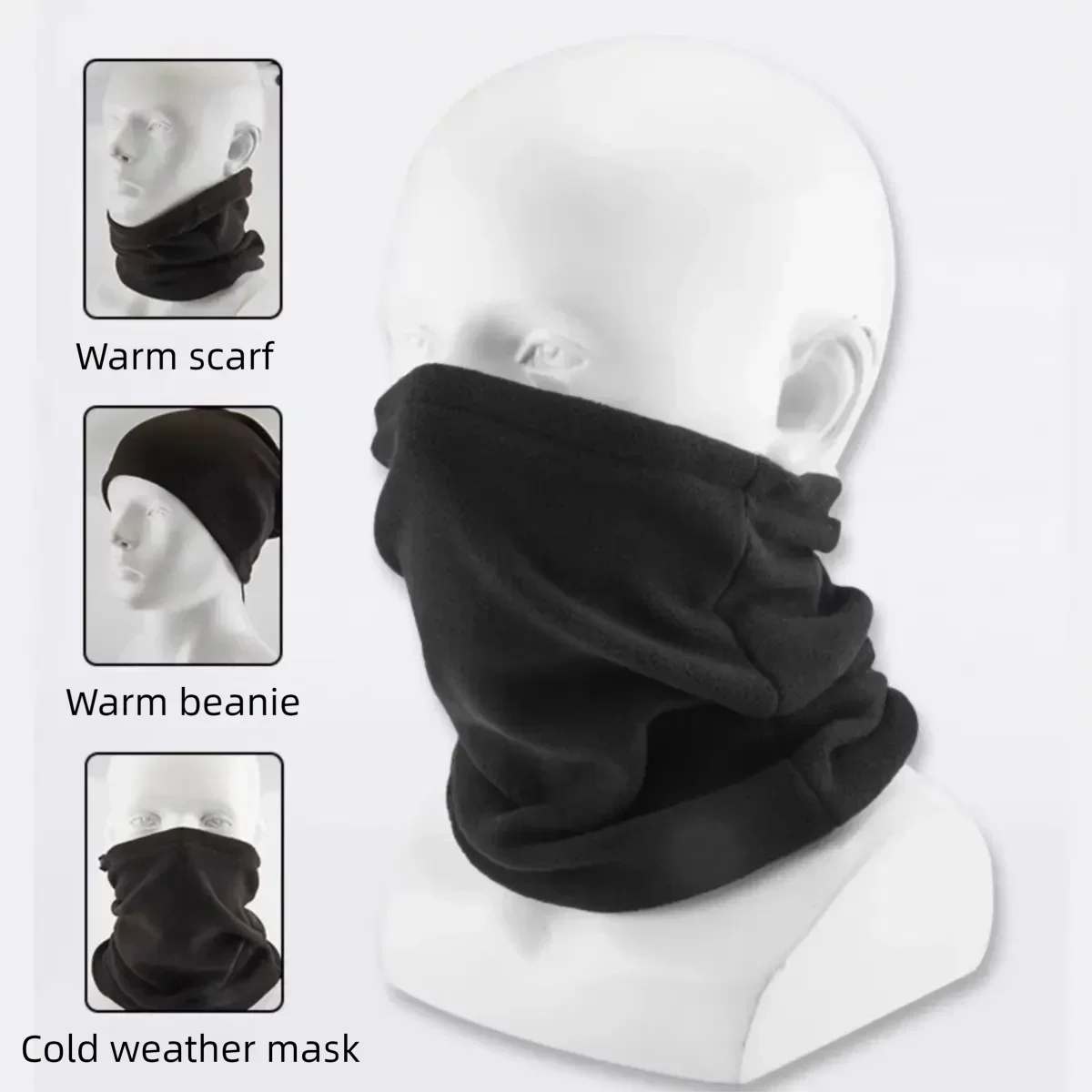 Winter Cycling Men Women Fleece Neck Warmer Scarf Windproof Motorcycle Camping Hiking Running Neck Gaiter Head Cover Face Mask
