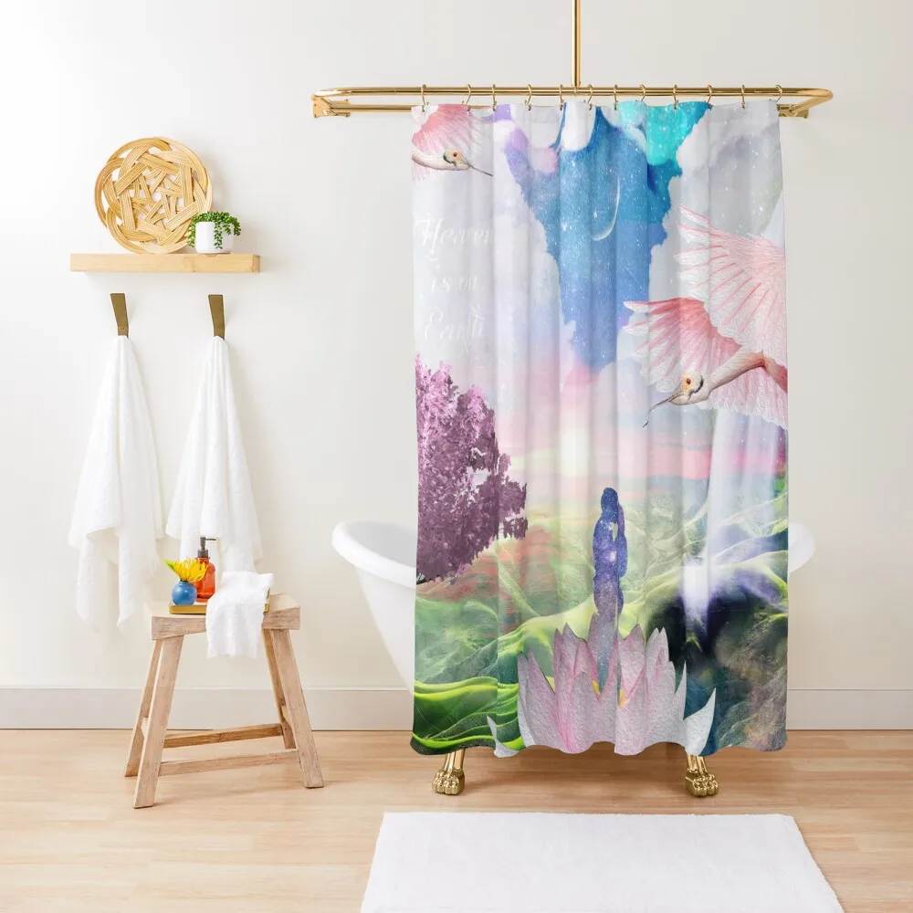 

Heaven is on Earth Shower Curtain For Bathrooms With Beautiful Designs Bathroom Showers Cover Bathroom Accessories Curtain