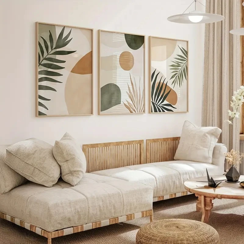 3pcs/Set Canvas Poster Modern Art Boho Floral Posters Century Mid Modern Wall Art Ideal Gift Bedroom Living Room Corridor Decor