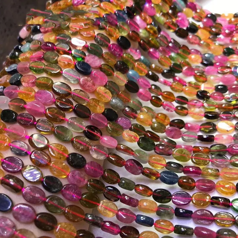 

Tourmaline flat oval 6/8mm Wholesale for DIY jewelry necklace 38CM LOOSE BEADS