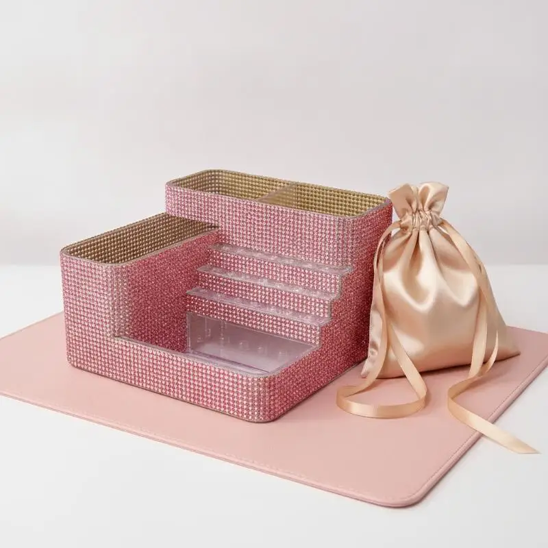 Space-Saving Rhinestone Nail Art Tool Storage Box 21-Slot Drill Bit Holder Desktop Organizer for Home Nail Art Lovers