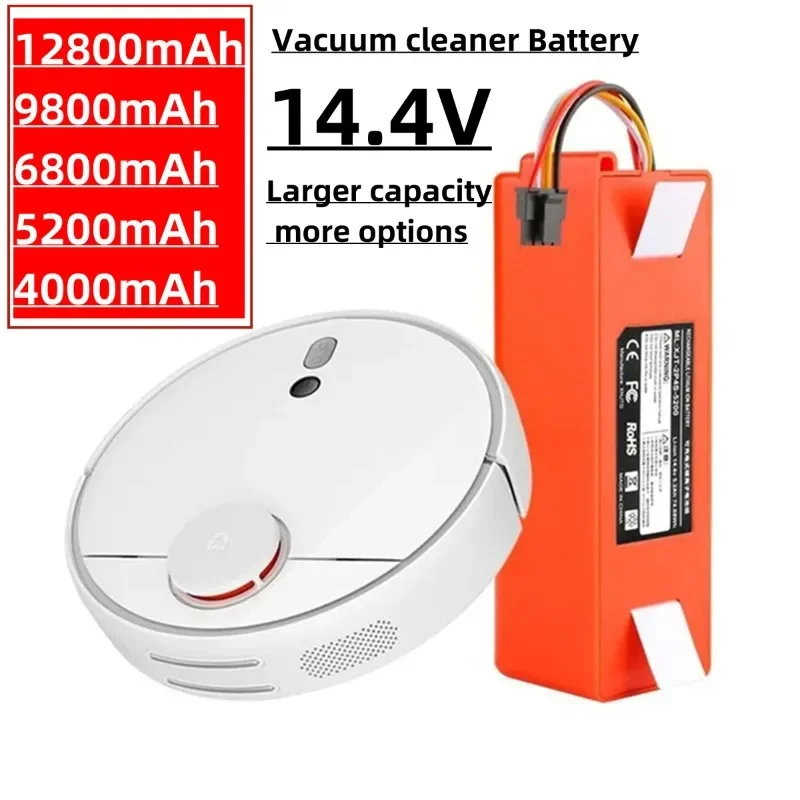 Replacement Battery for Xiaomi Roborock, Robotic Vacuum Cleaner, S55, S60, S65, S50, S51, S5 MAX, S6 Parts, 14.4V, 12800mAh