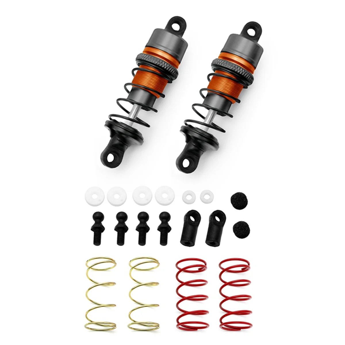 1/10 1 Pair of Metal Hydraulic Shock Absorbers, RC Remote Control Car, Flat Running Drift Car (67mm) Orange