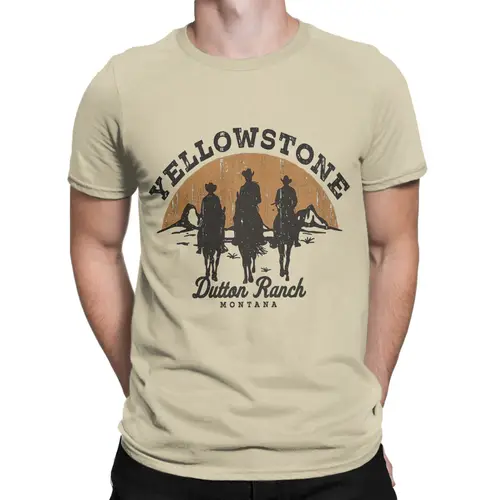 Imagen 2 del producto Camisetas Vintage de Yellowstones Dutton Ranch para hombre, camisetas Vintage, camisetas cortas de cuello redondo, ropa de regalo de cumpleaños de algodón