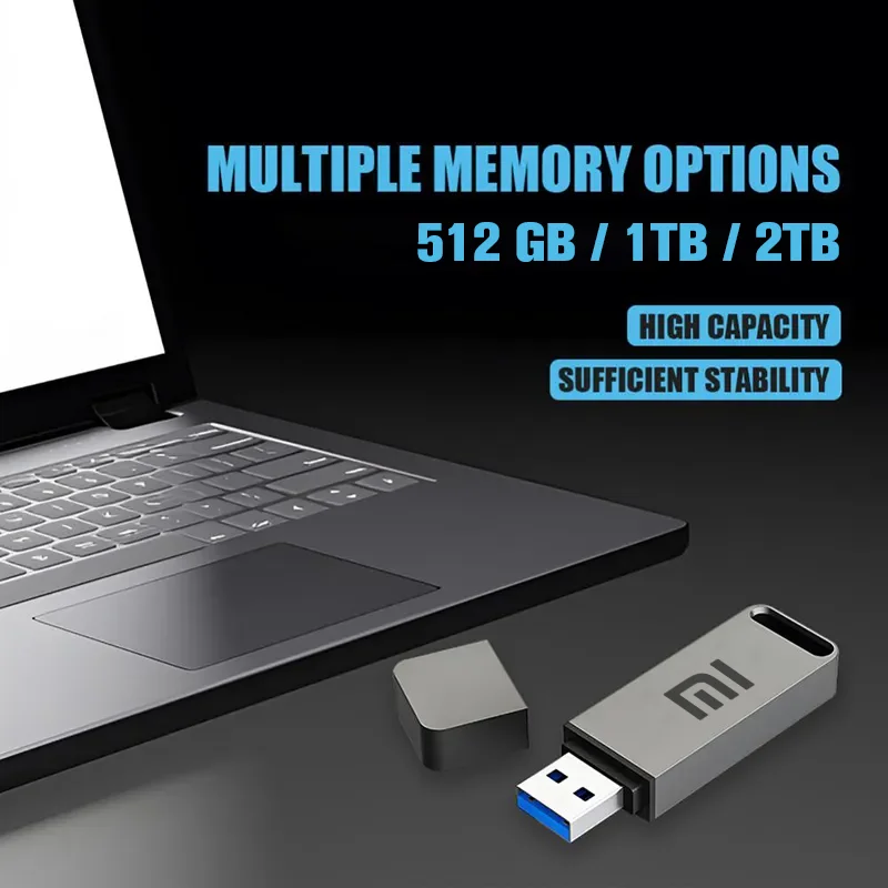 Xiaomi-Clés USB 3.0 2 To Métal Haute Vitesse Pendrive 1 To 512 Go Portable Drive Étanche Memoria USB Flash Disk Adaptateur TYPE-C