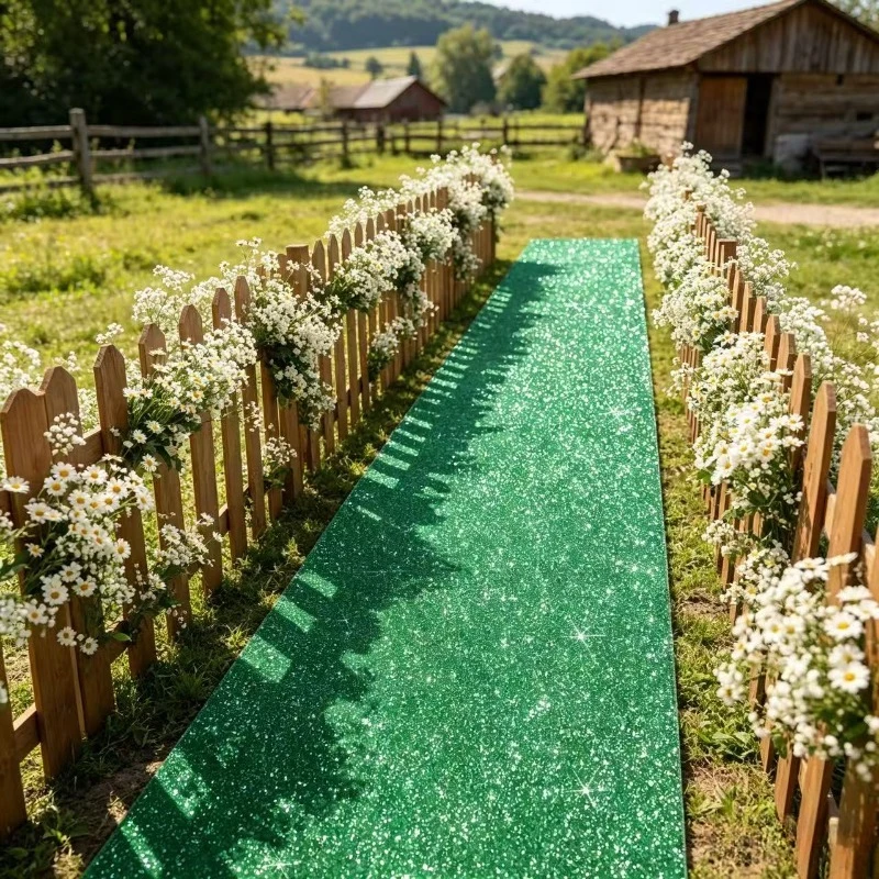 Green sequin carpet, suitable for outdoor or indoor weddings and garden parties, festivals and ceremonies - view 6