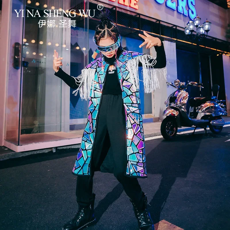

Laser Jacket Kids Performance Costume for Stage Show, Boys Girls Jazz Dance Hip-hop K-pop Fashion, Catwalk Model Wear, Light Up