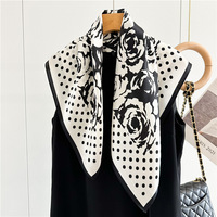 Classic French Retro Camellia Silk Scarf Women's Spring and Summer Fashion Versatile Mulberry Silk Scarf Chinese Scarf Shawl