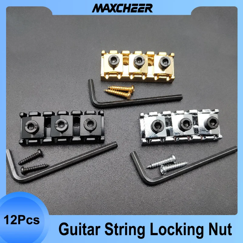 12pcs Electric Guitar String Locking Nut with Allen Wrench Screws for Tremolo Bridge 43mm 42mm