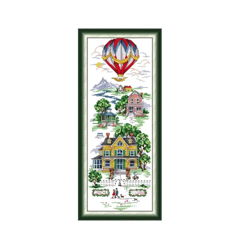 

Набор для вышивки крестом «Маленький город» с воздушным шаром, печатный холст, вышивка, сделай сам, рукоделие ручной работы, 14 карат, 11 карат