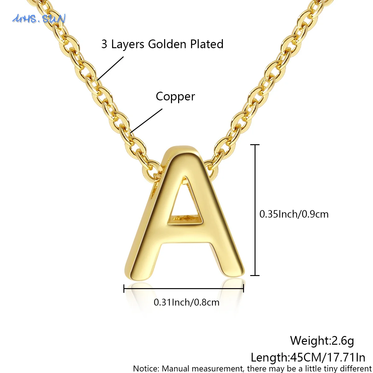 MHS.SUN Gold Color Tiny Initial Necklaces Cute Letters Single Name Choker Necklace For Women Alphabet Pendant Jewelry Gift