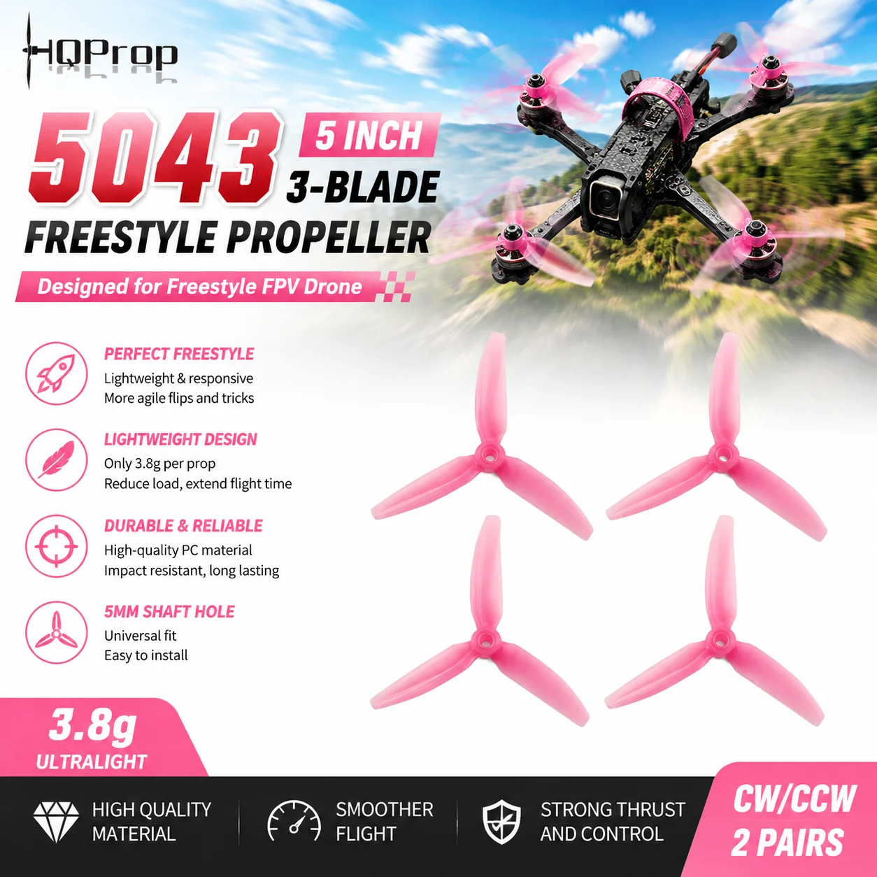 5 Inch Propeller - HQ 5043 5인치 3날 프리스타일 프로펠러