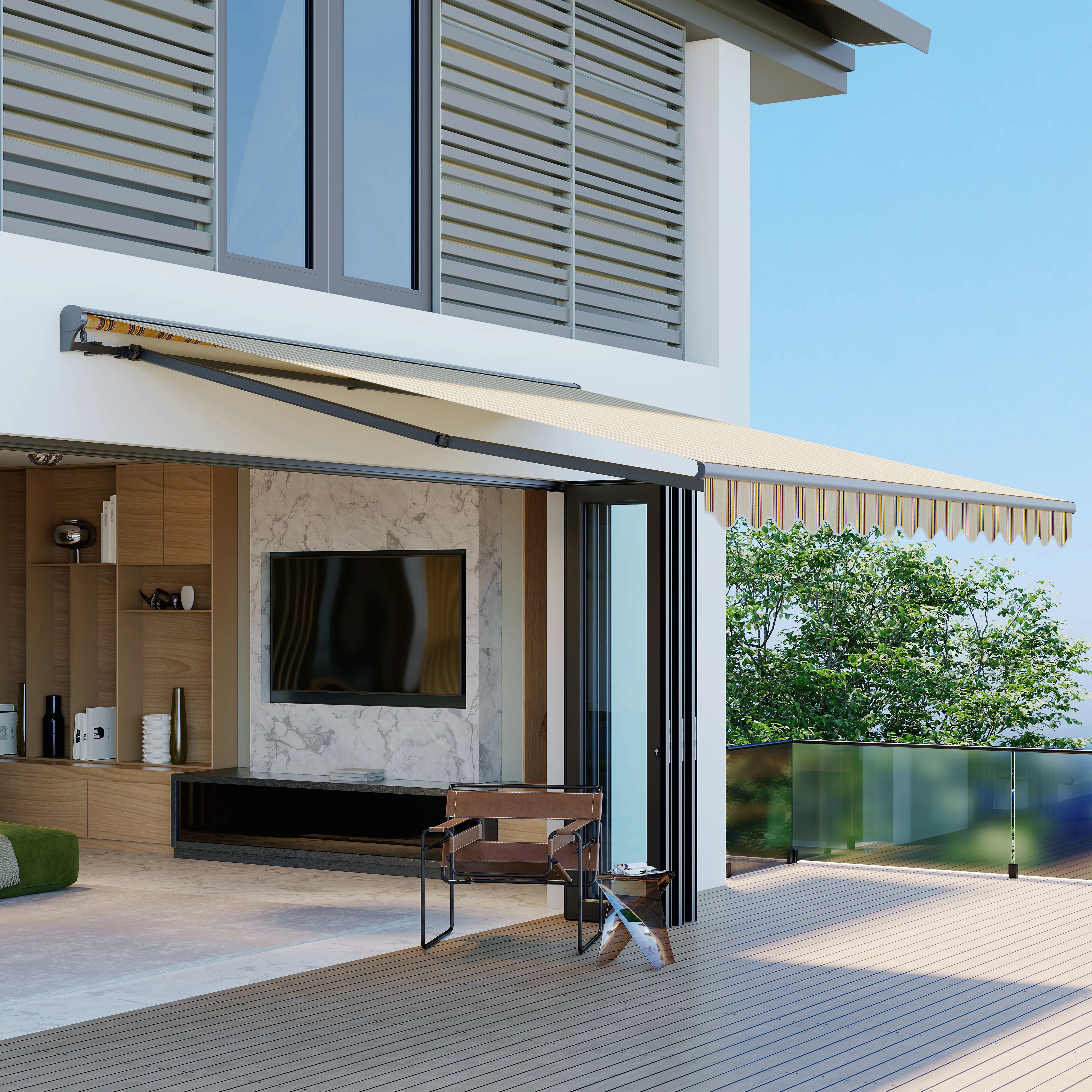 

Manual 2m Retractable Aluminum Cassette Awnings for Sun Protection on Patio Balcony or Windows Window Canopy